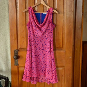 Pink Polka  Dot Lined Dress